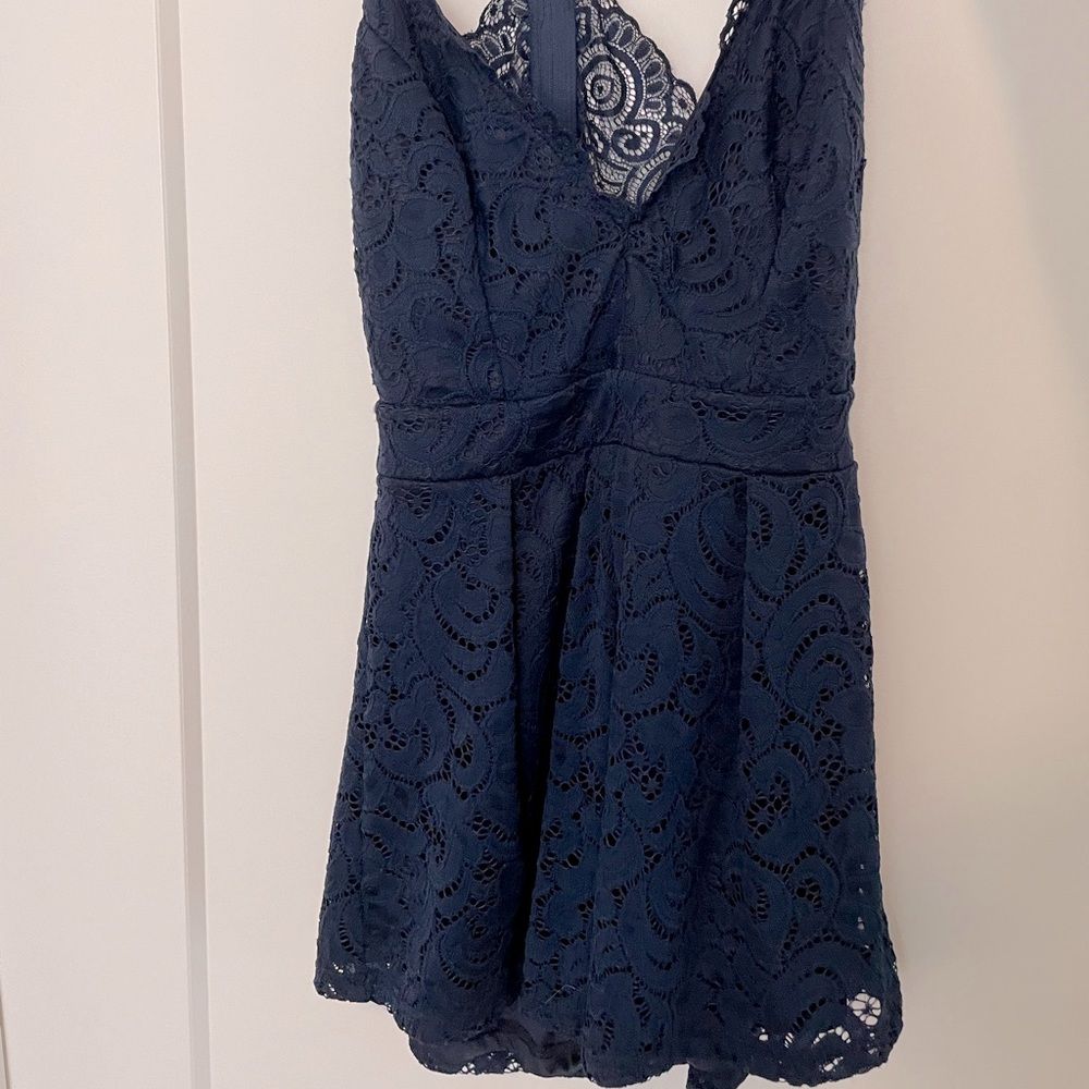 Navy Blue Lace Romper